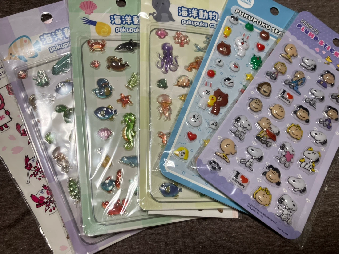 ぷくぷくシール 海洋生物 スヌーピー まとめ売り
