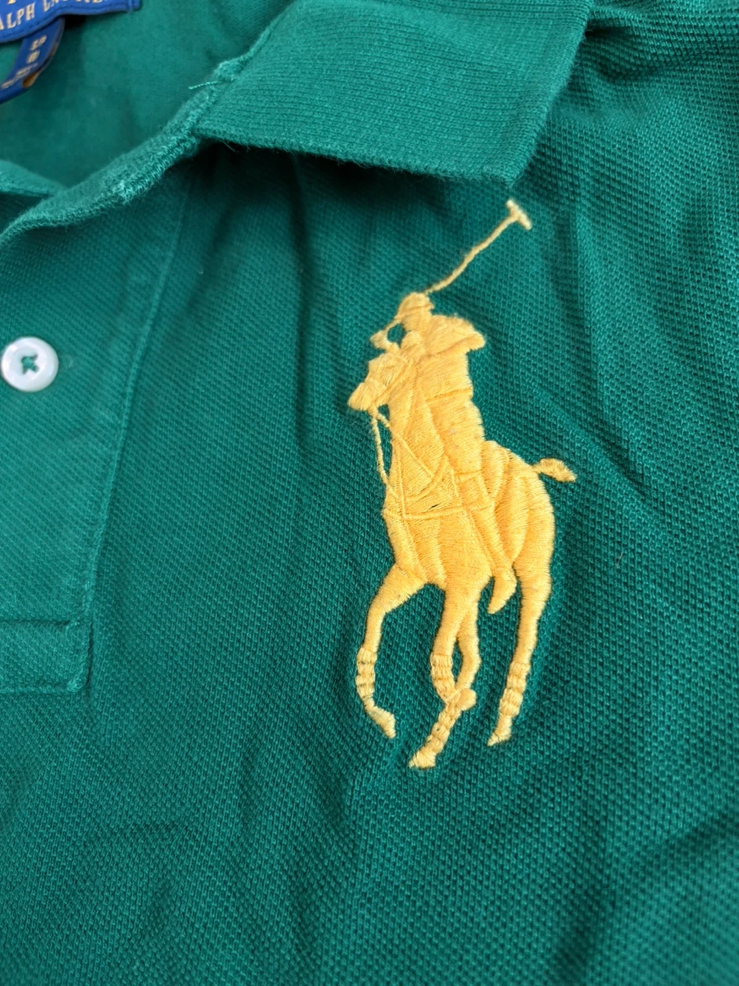 ポロラルフローレン 半袖ポロシャツ グリーン 刺繍ロゴの写真5枚目