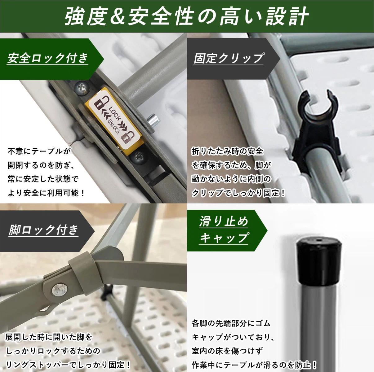 ほぼ新品・開封のみ：折りたたみワークテーブル 150×70cm ホワイトの写真5枚目