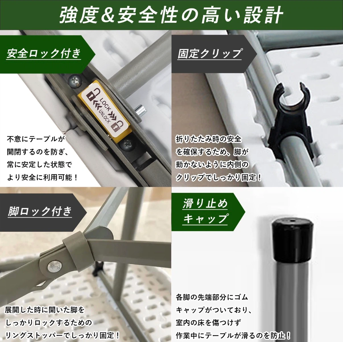 ほぼ新品・開封のみ:折りたたみワークテーブル 150×70cm ホワイトの写真5枚目