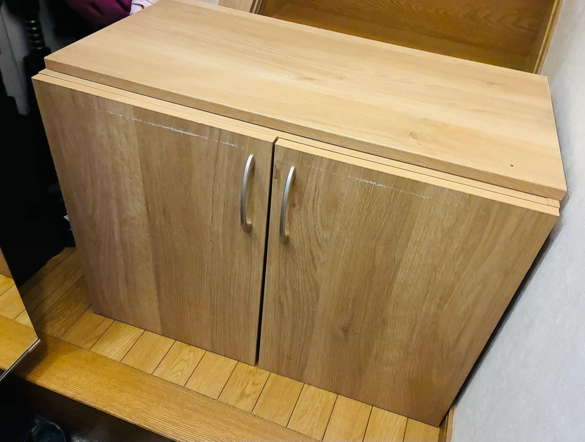 木製収納キャビネット ナチュラル 稼働棚付きの写真2枚目