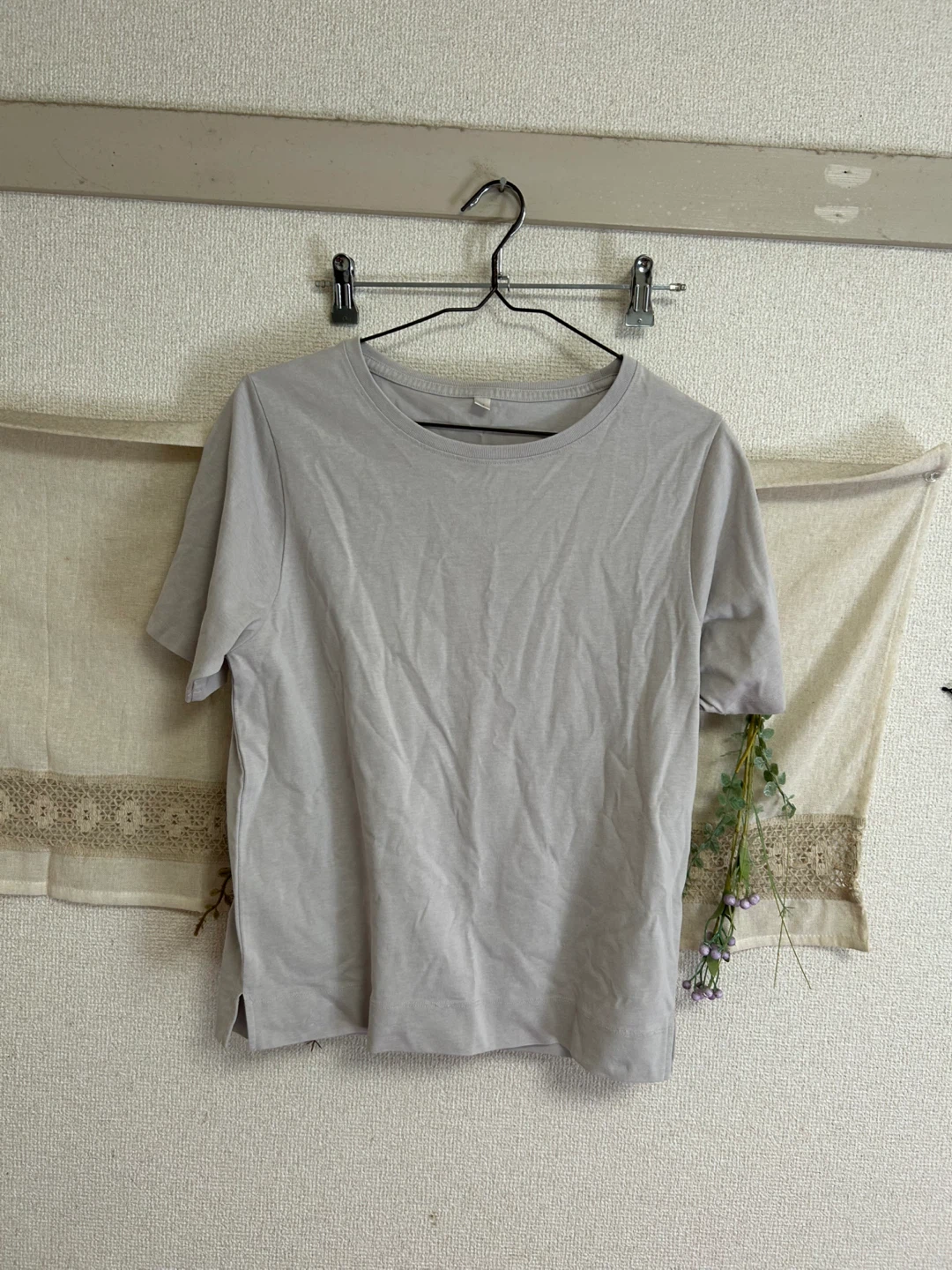 無地 クルーネック Tシャツ グレー Mサイズ