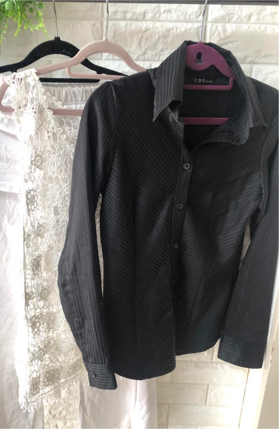 ✨🌟ツーピースセット:ドレスシャツ+レースベストの写真3枚目