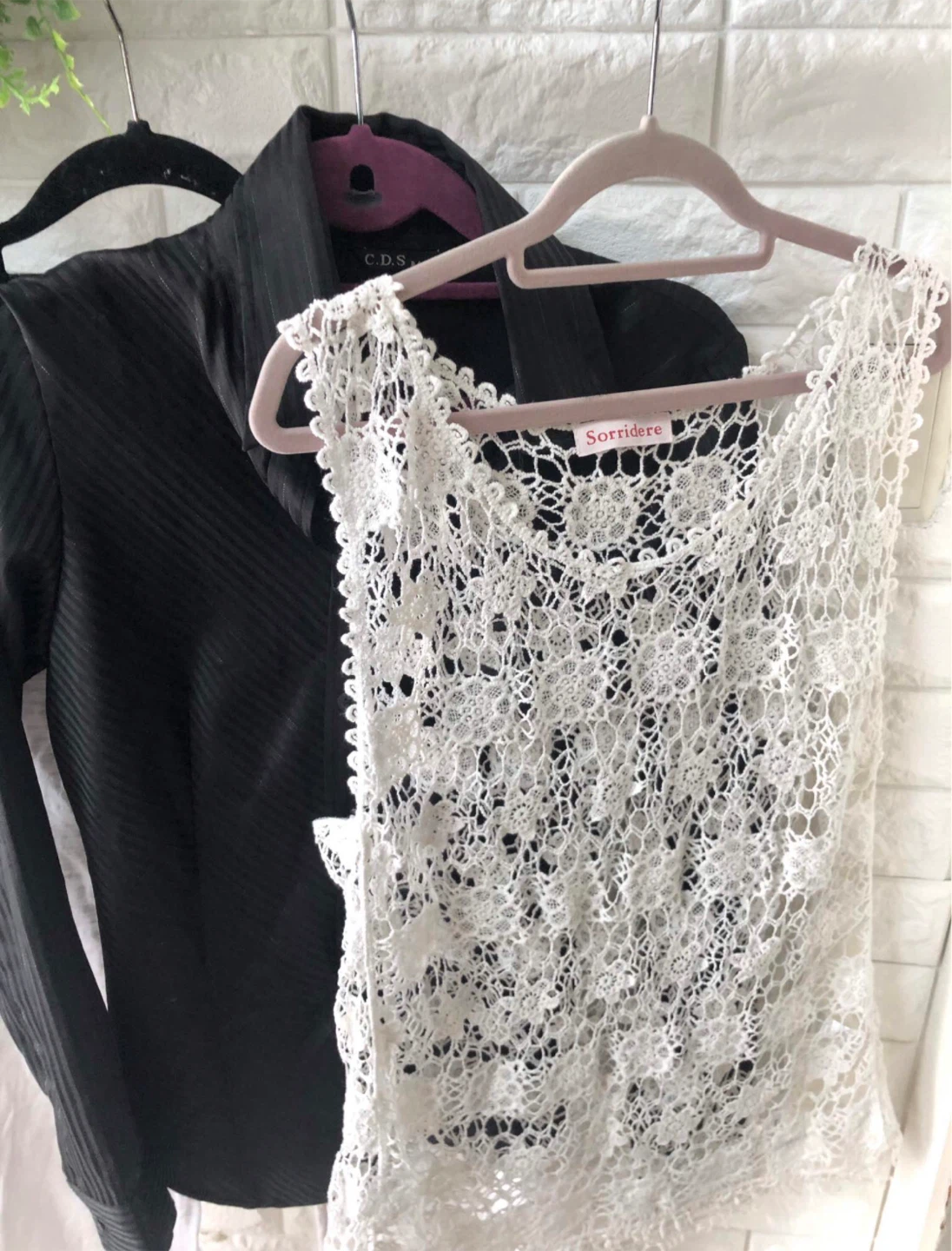 ✨🌟ツーピースセット：ドレスシャツ＋レースベストの写真6枚目