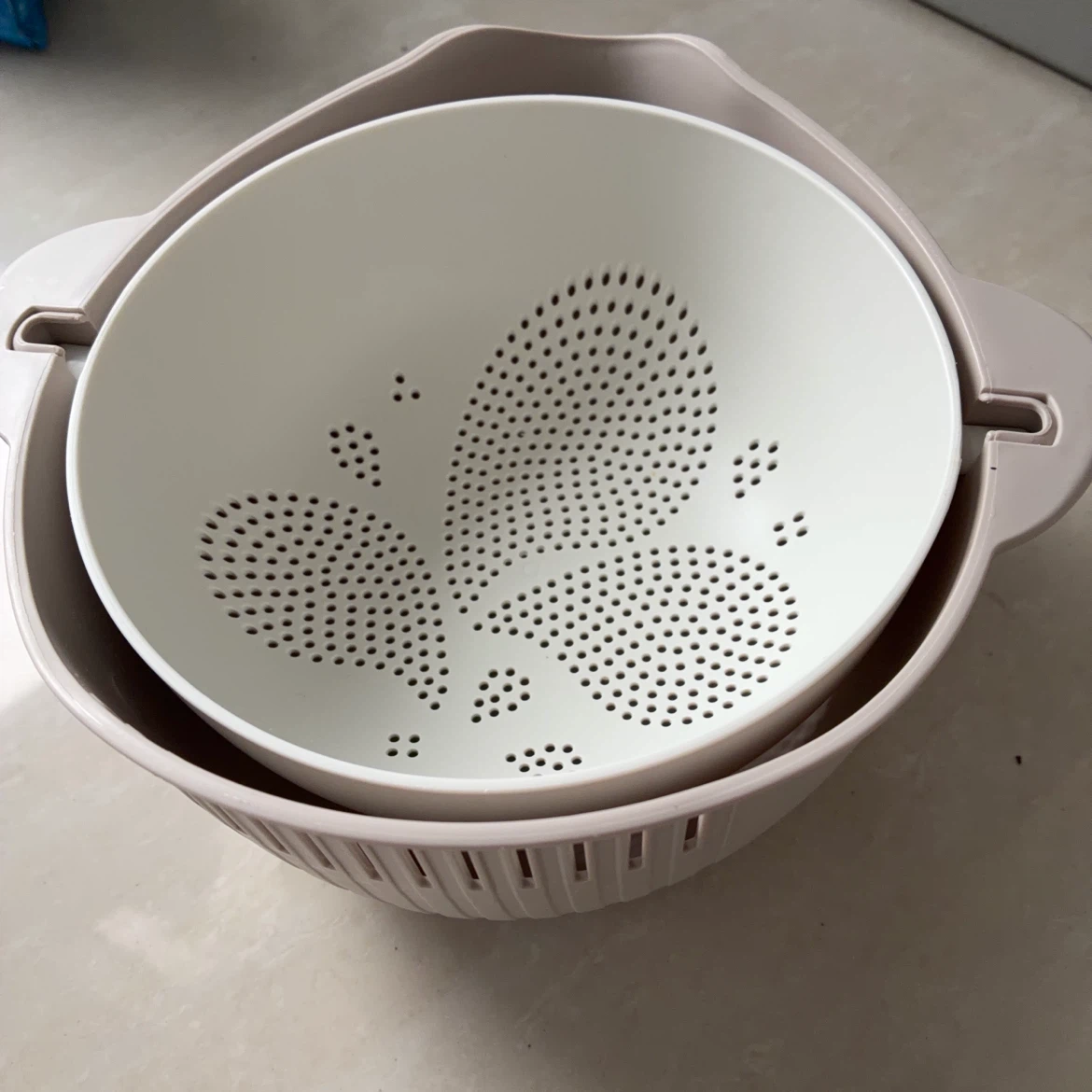 ◆美品◆二重回転ボウル ざるセット ベージュ