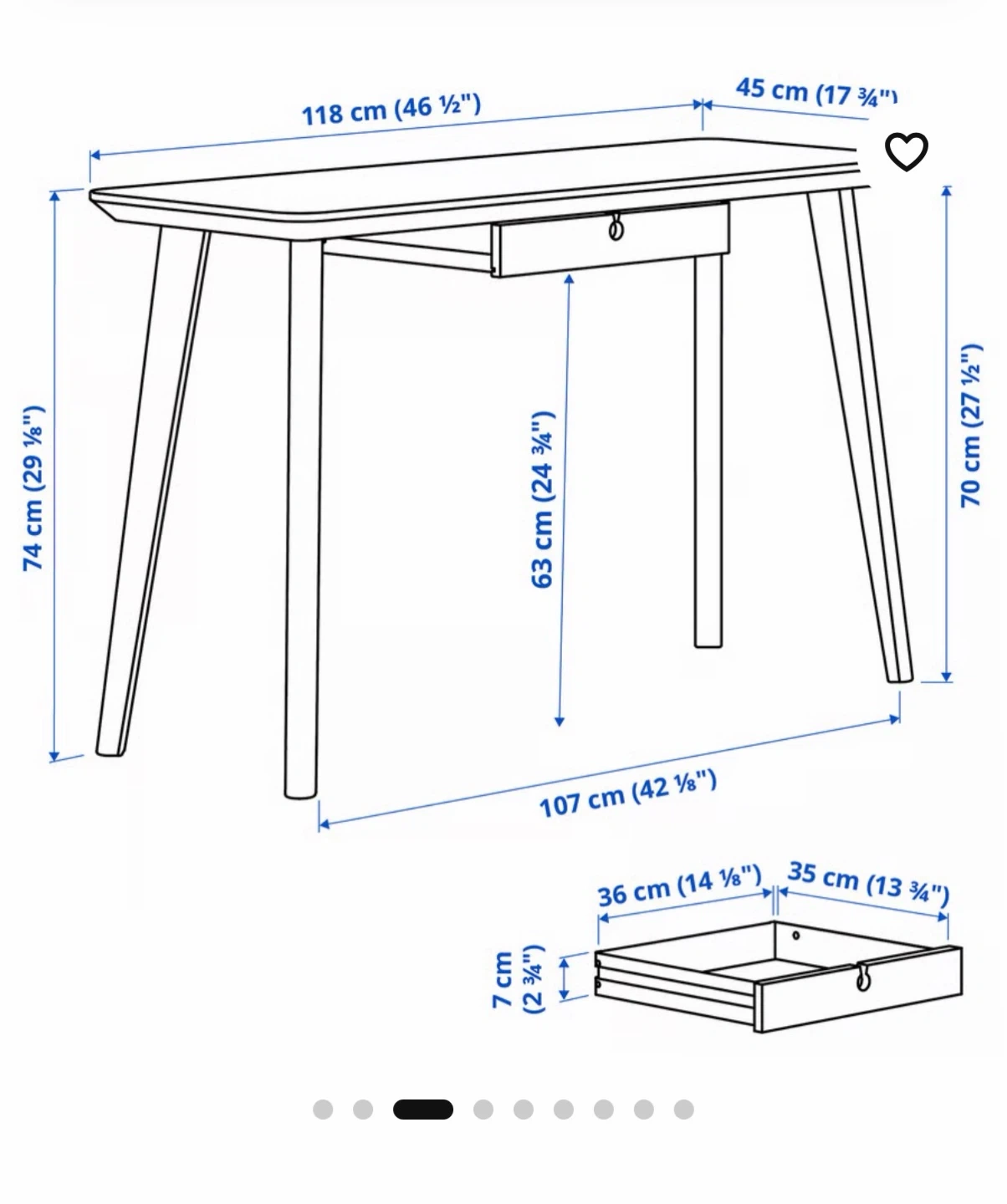 【美品】IKEA リーサボー デスク 118x45cmの写真2枚目