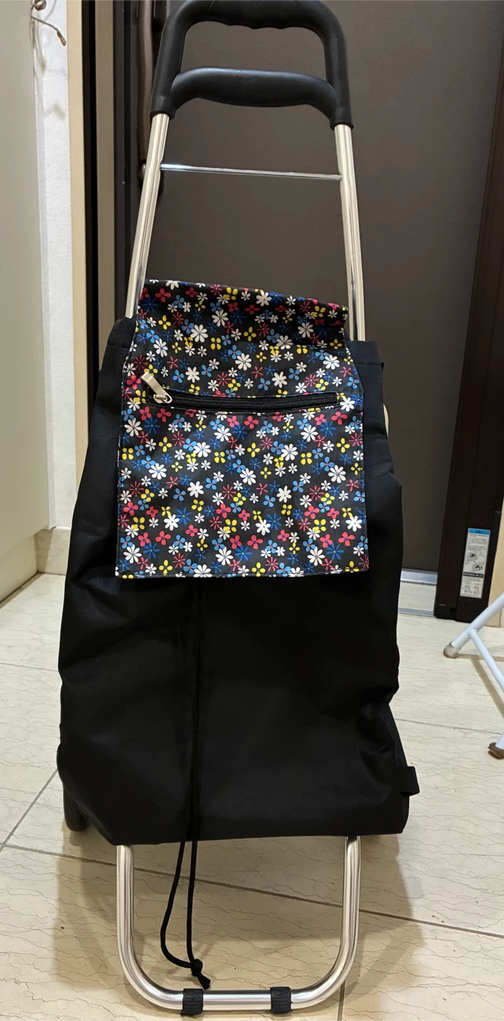 ショッピングカート 花柄 ブラック