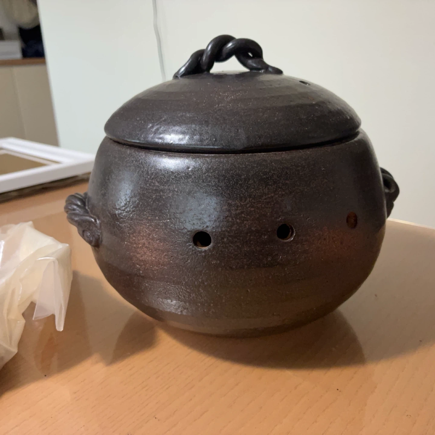 石焼き芋器　石焼きつぼ　萬古焼　穴空き鍋