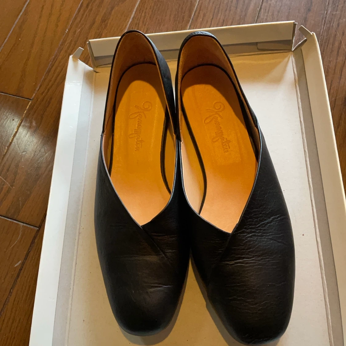 銀座かねまつ フラットパンプス ブラック 24cm