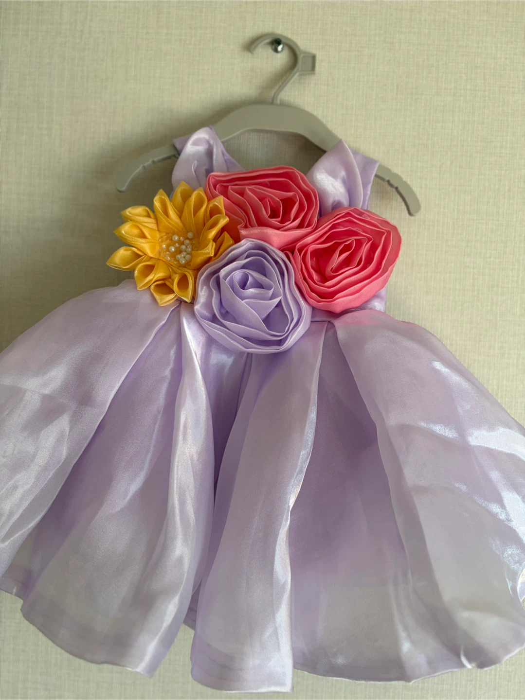 キッズドレス ラベンダー 花モチーフ 90サイズ