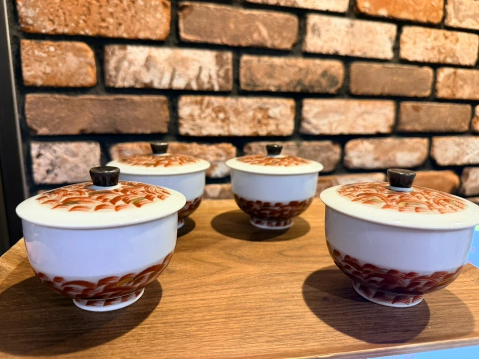 Arita ware蓋付き 蓋碗 4客セット 陶器