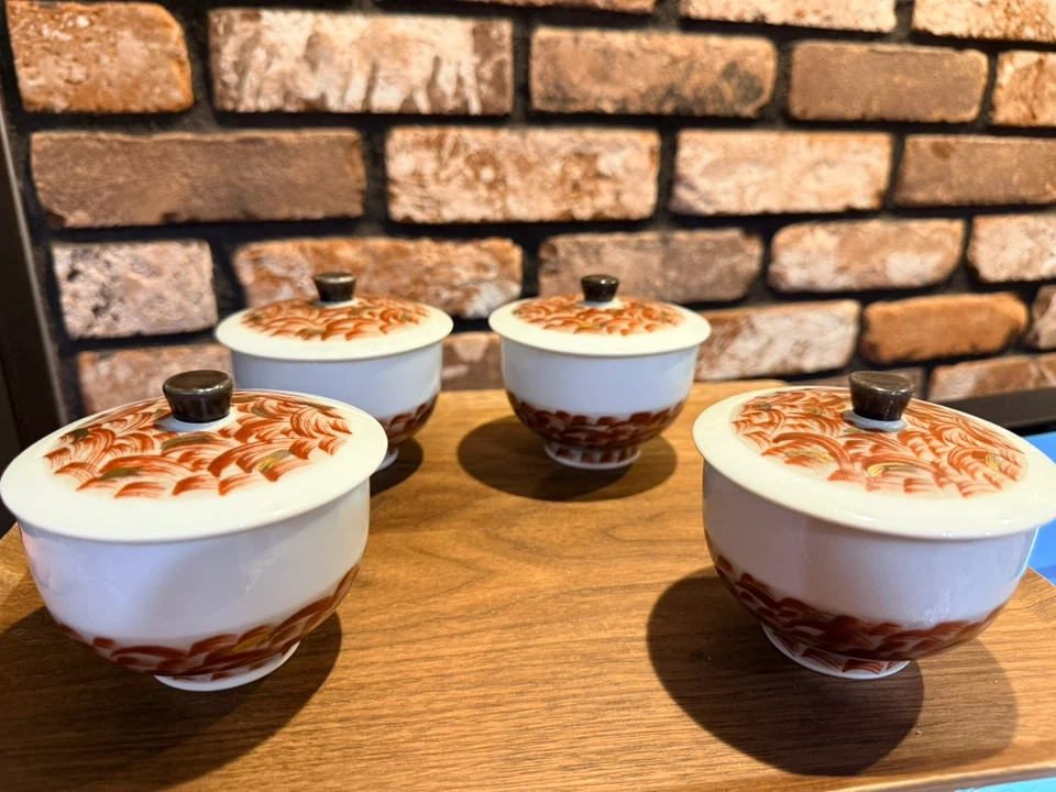 Arita ware蓋付き 蓋碗 4客セット 陶器の写真3枚目