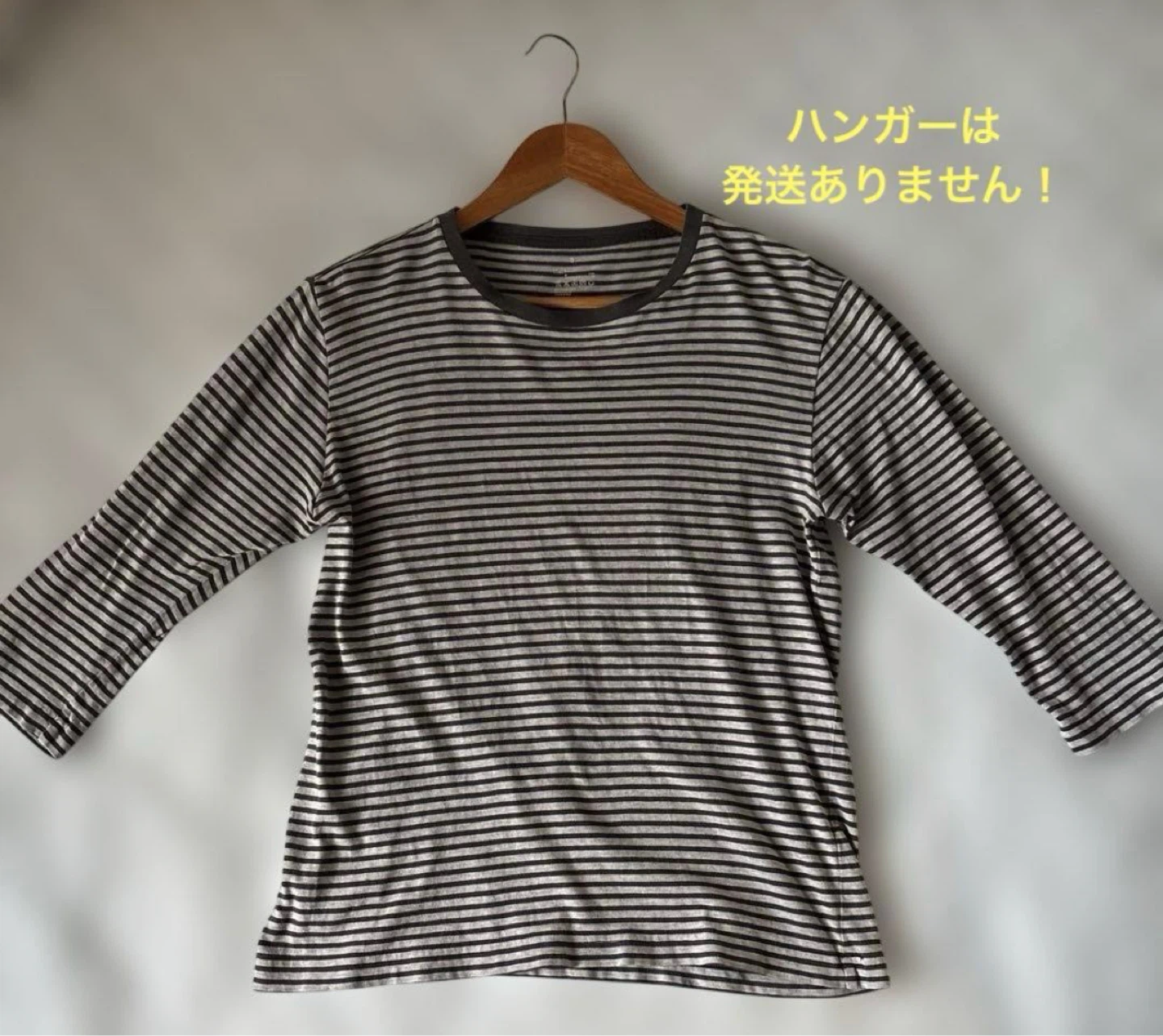 👕無印良品 7分袖Tシャツ ボーダー メンズSの写真2枚目