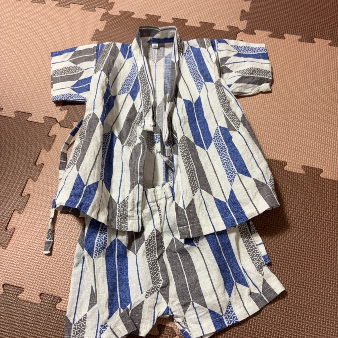 甚平 90cm 矢絣柄 ブルー