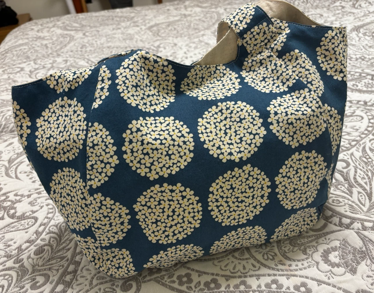 布製マルチバッグ 2点セット 花柄&緑の写真2枚目