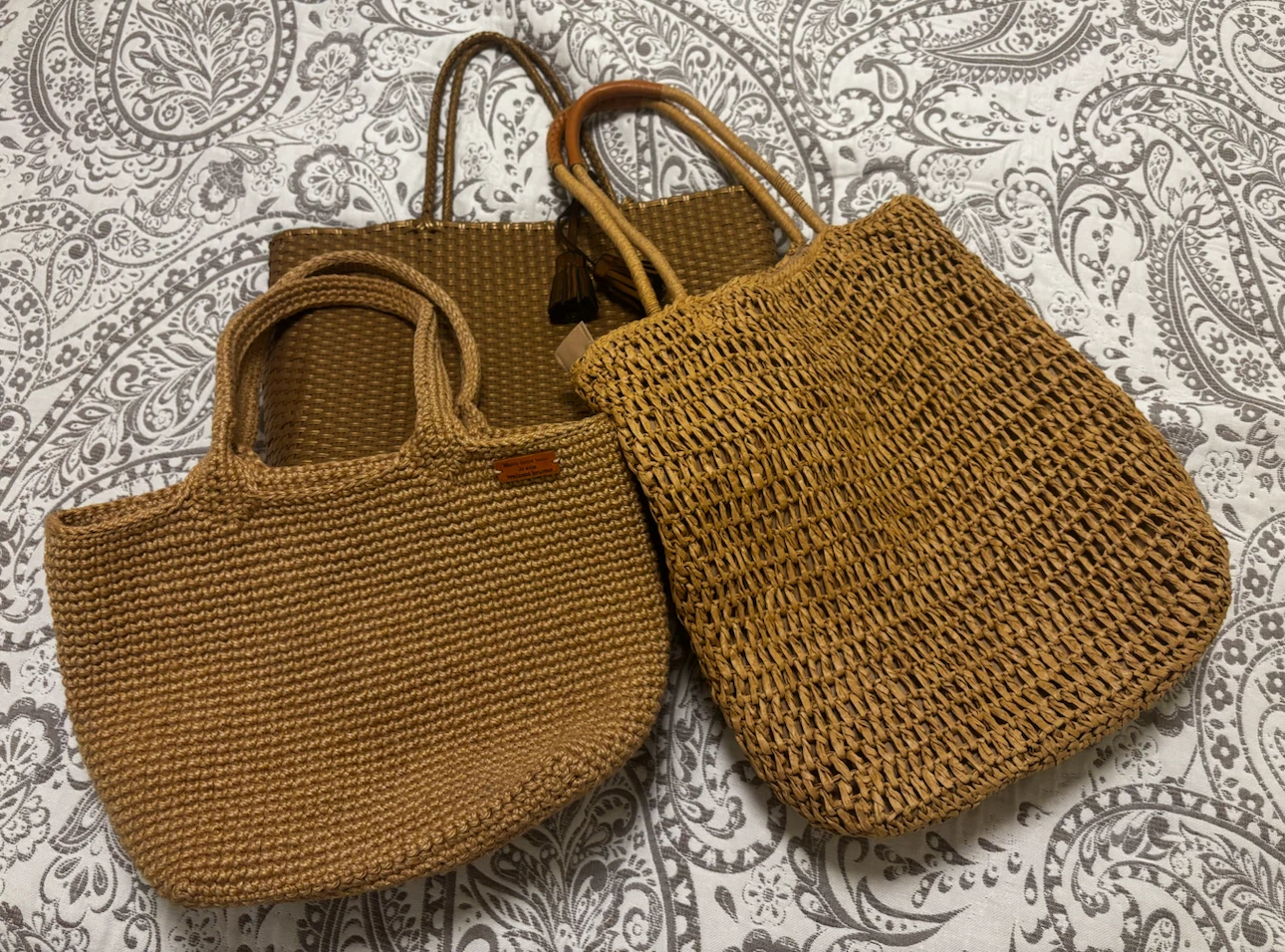 素材違いのカゴバッグ 3点セット