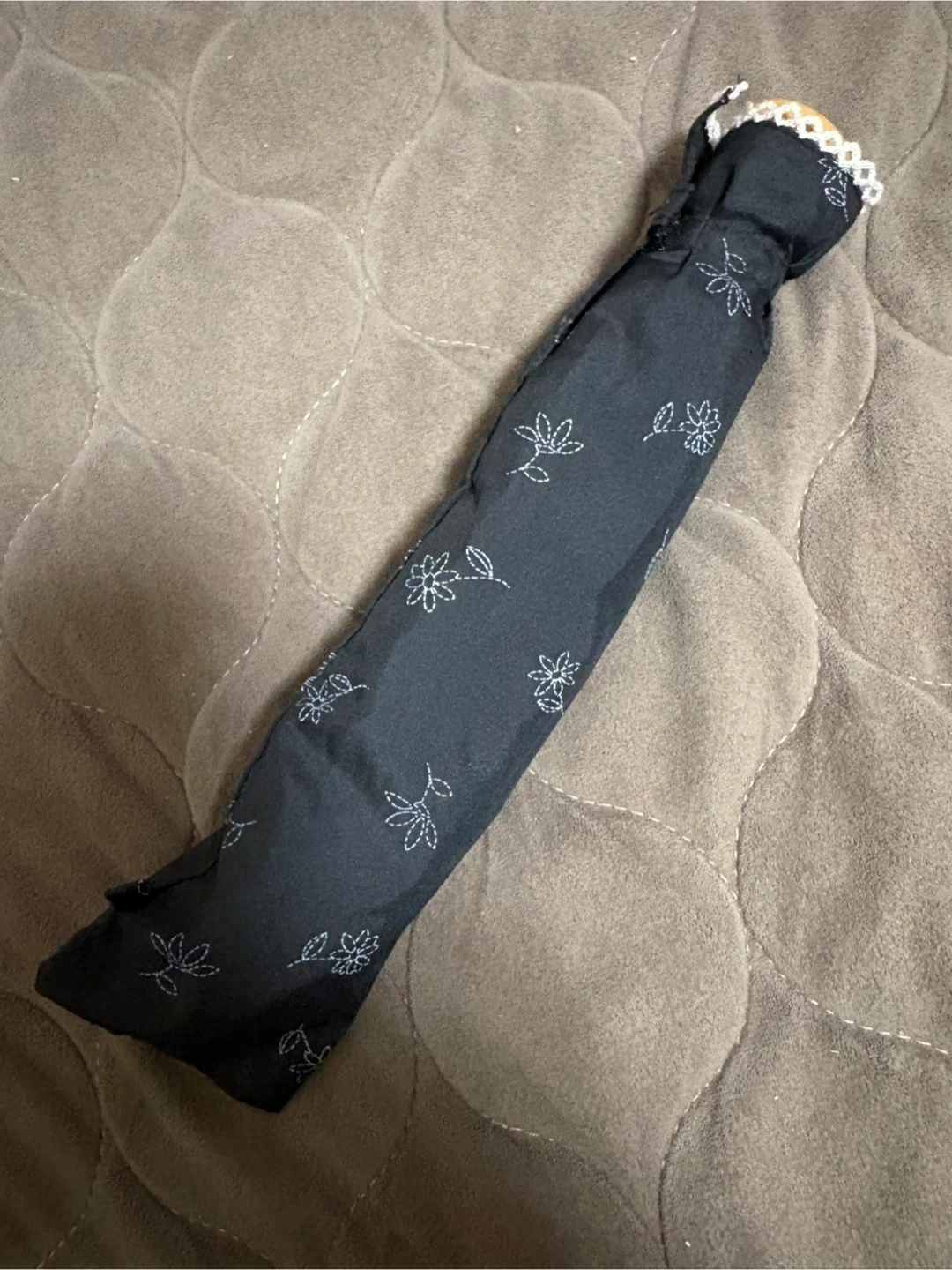 花柄刺繍 折りたたみ傘 ブラック