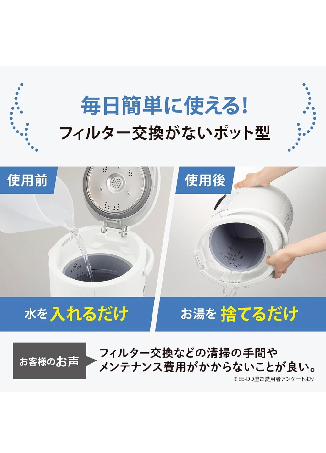 【新品未開封】象印 スチーム式加湿器 EE-DF50-HA グレー 4.0Lの写真3枚目