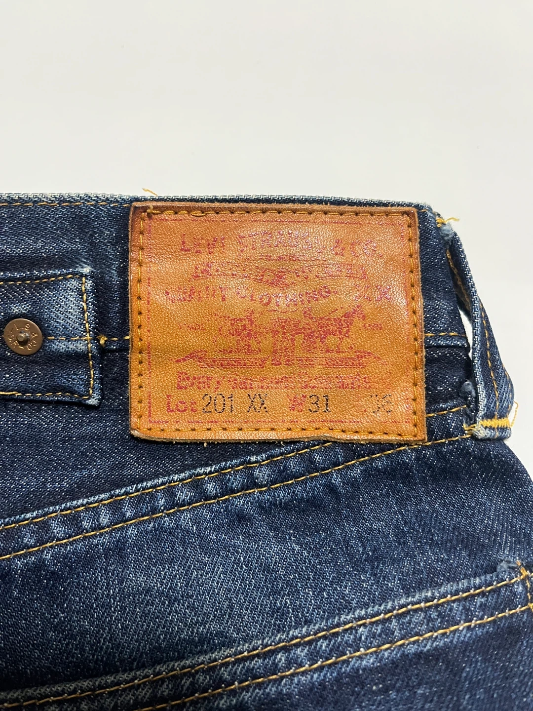 LEVI'S 201XX 555 バレンシアUSA製 BIGE W31 赤耳濃紺の写真3枚目