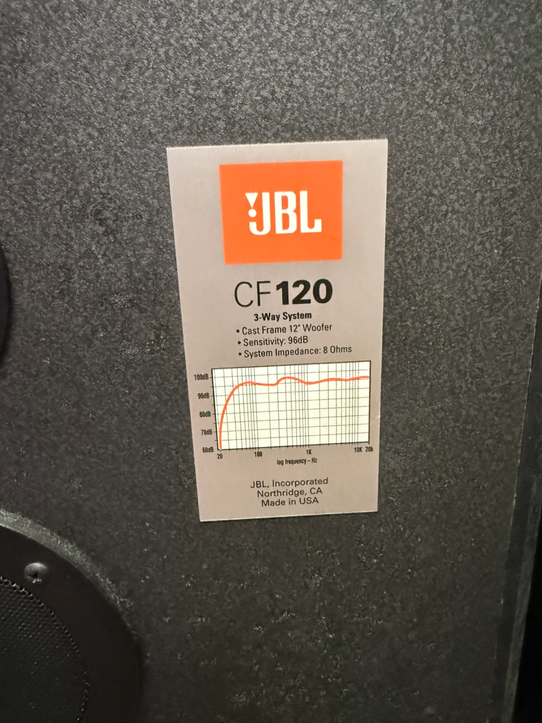 JBL CF120 3ウェイスピーカーの写真2枚目