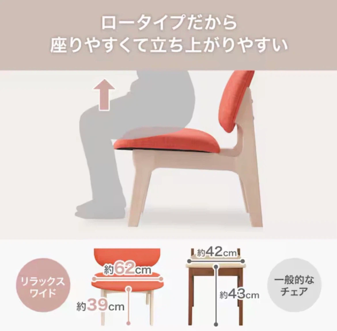 ロータイプ ダイニングチェア 2脚セットの写真9枚目