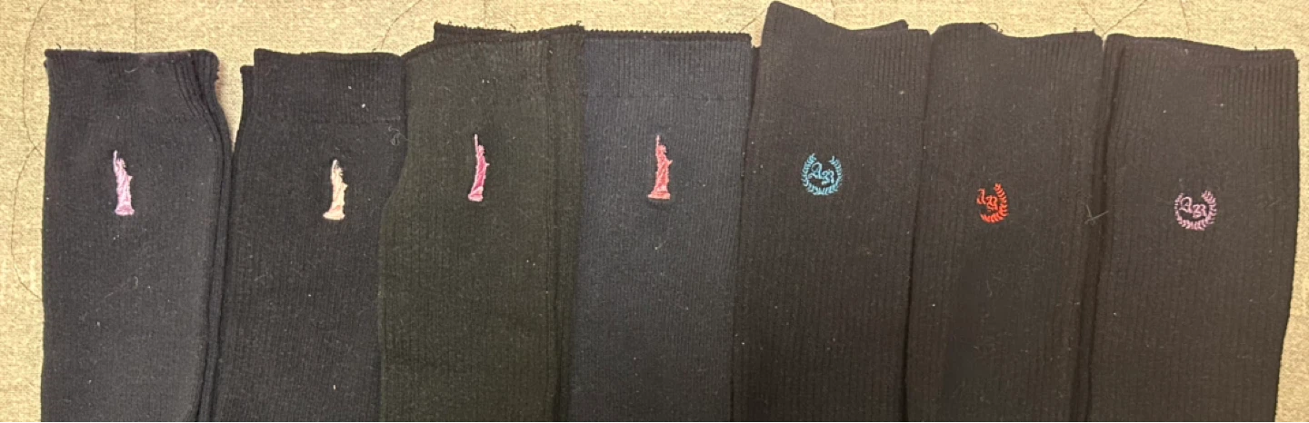 刺繍入りソックス 7足セット ブラックの写真2枚目