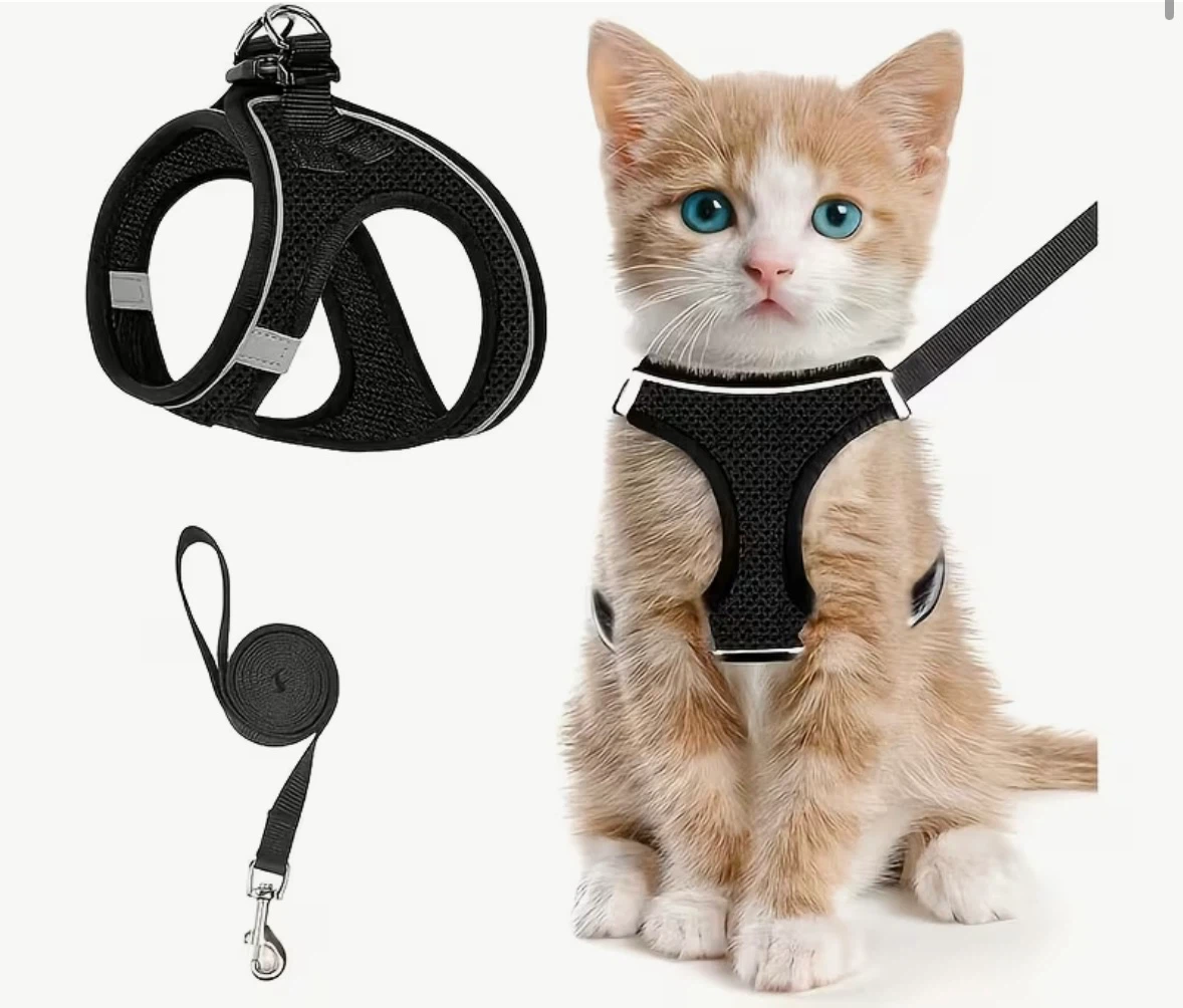 猫用ハーネス リードセット 黒