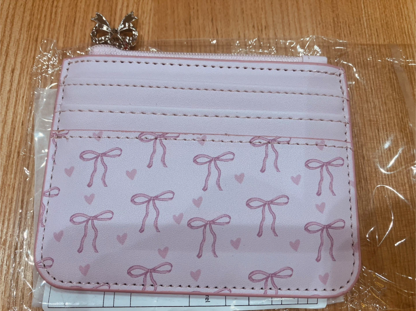 【他商品ご購入くださった方にお譲り】リボン柄 ピンク カ-ドケース
