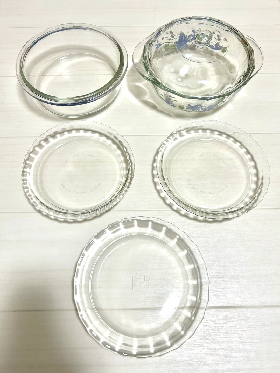 【昭和レトロ】オールドパイレックス iwaki 耐熱ガラス食器 5点セット