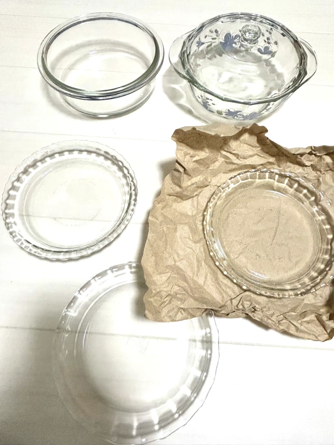 【昭和レトロ】オールドパイレックス iwaki 耐熱ガラス食器 5点セットの写真4枚目