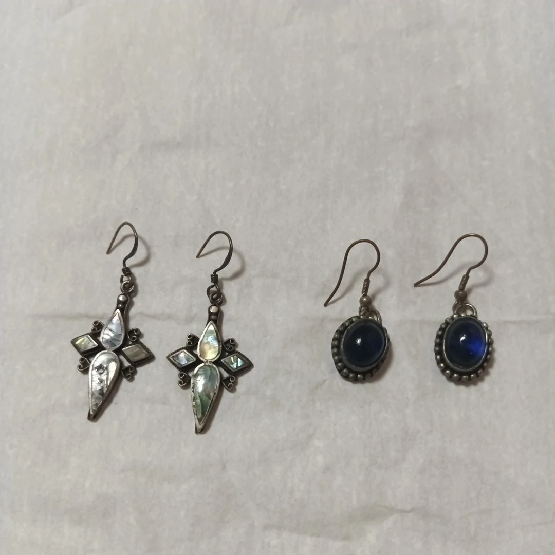 ピアス 2点セット シェル・ブルー石