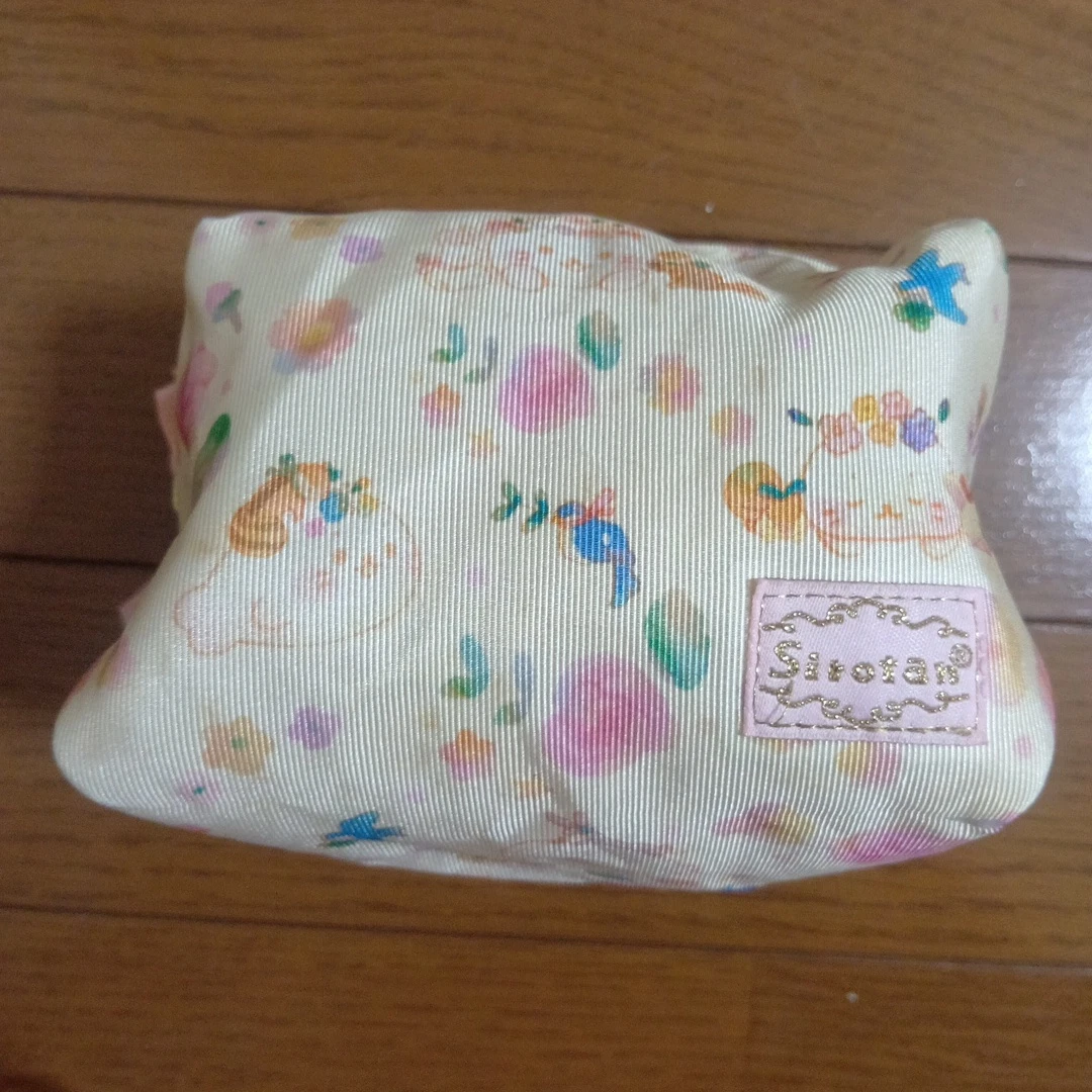 しろたん ポーチ 花柄 リボン付き