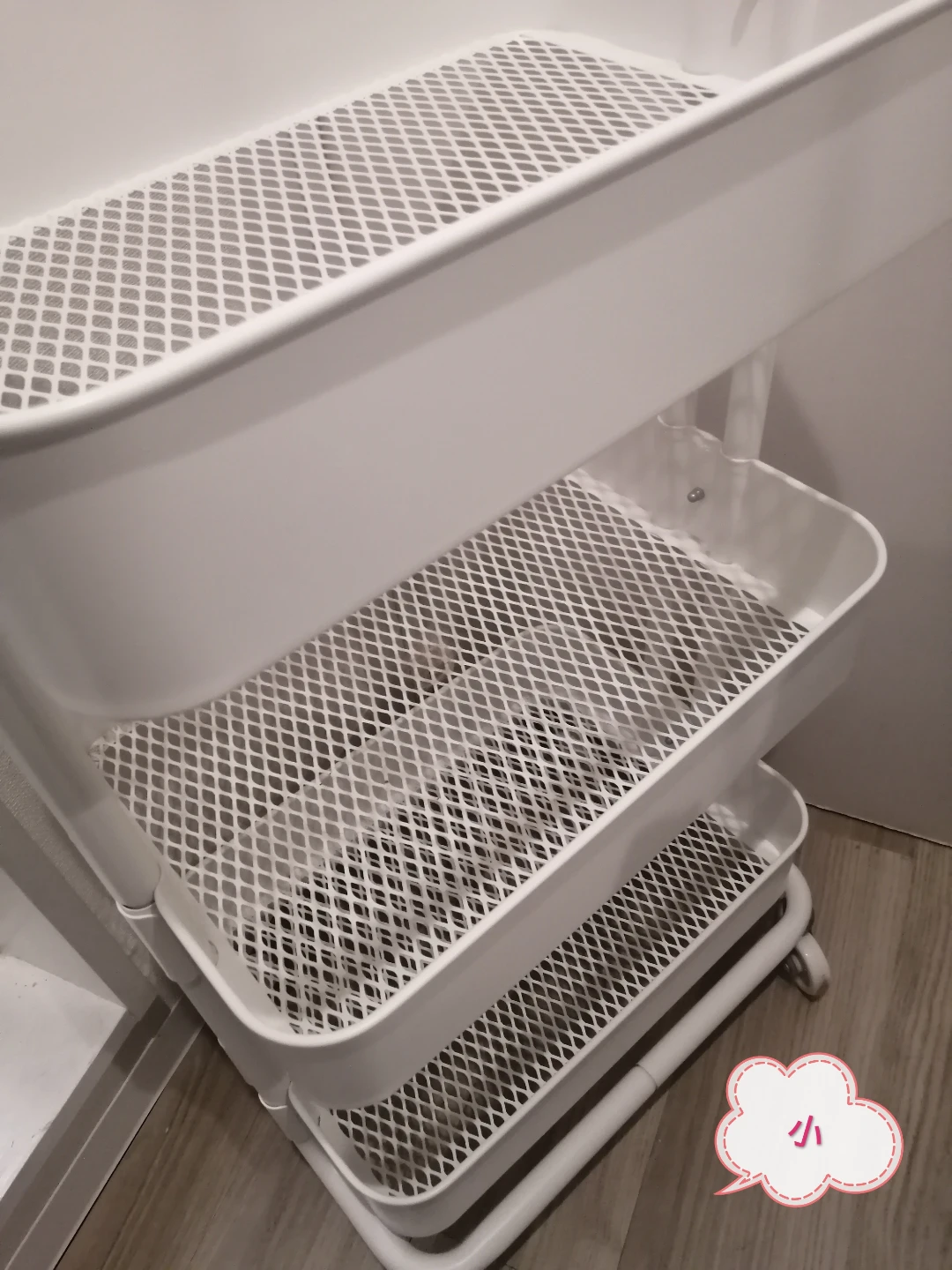 IKEA イケア ワゴン ロースコグ 白2個セット 竹製天板付きの写真3枚目