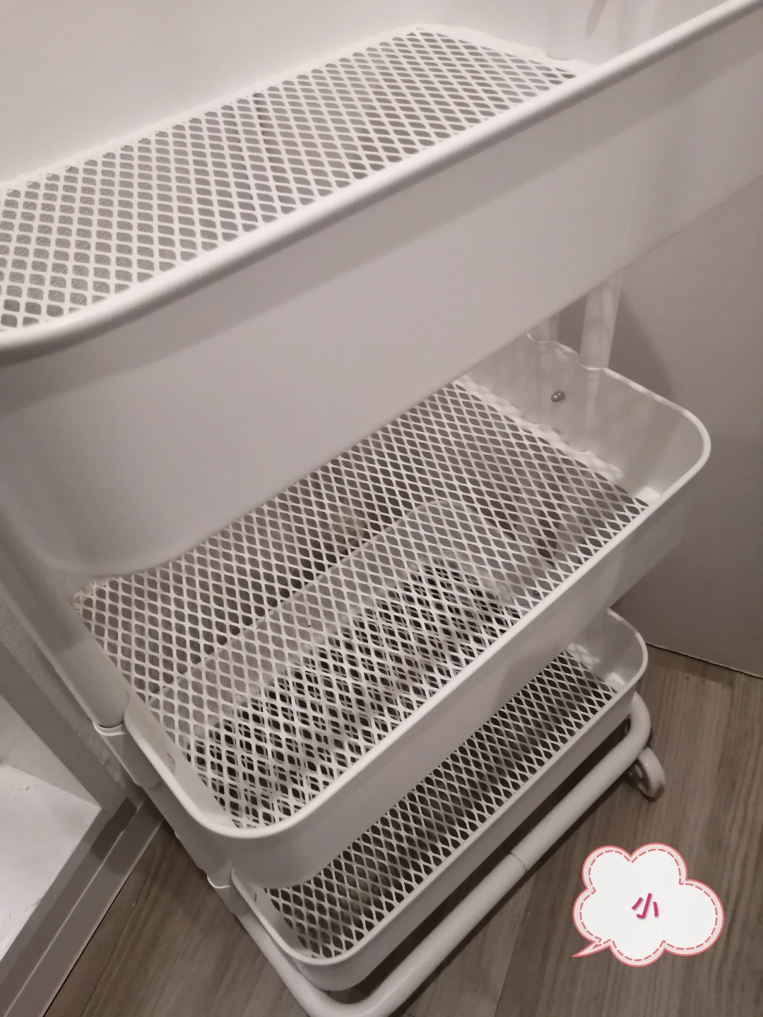 IKEA イケア ワゴン ロースコグ 白2個セット 竹製天板付きの写真3枚目