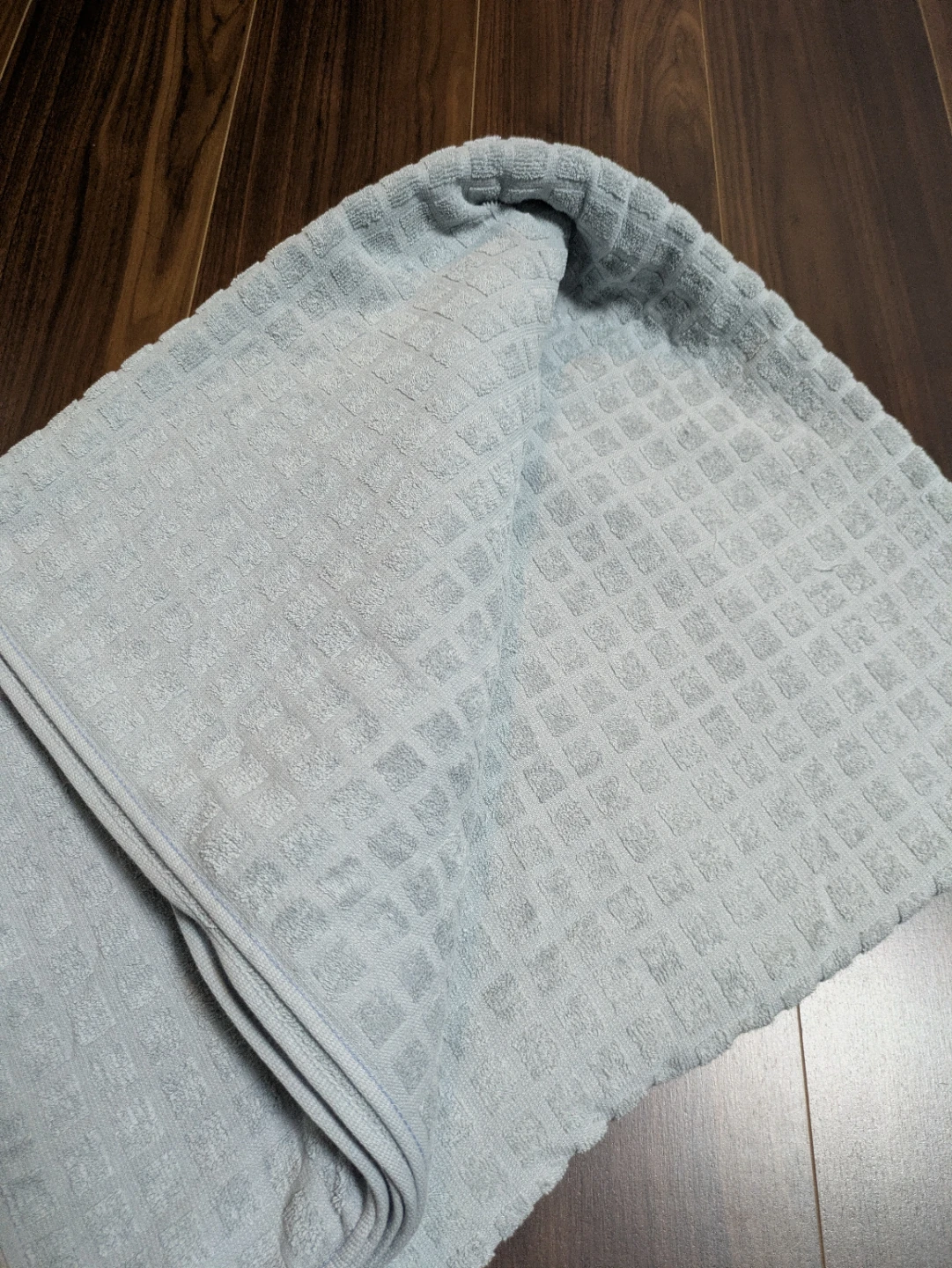 無印良品　MUJI　タオルケット　ワッフル　ブルー　毛布　ブランケットの写真3枚目