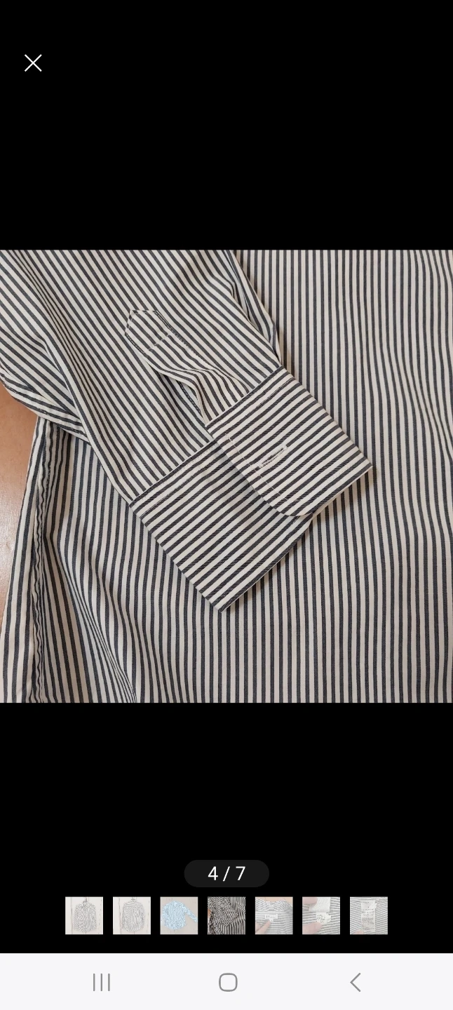 GAP ギャップ ストライプシャツレディース Sサイズ グレーの写真4枚目