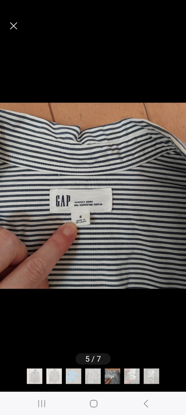 GAP 　ギャップ ストライプシャツレディース Sサイズ グレーの写真5枚目
