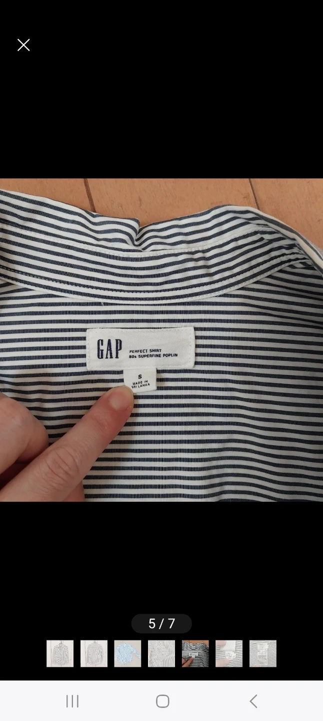 GAP ギャップ ストライプシャツレディース Sサイズ グレーの写真5枚目