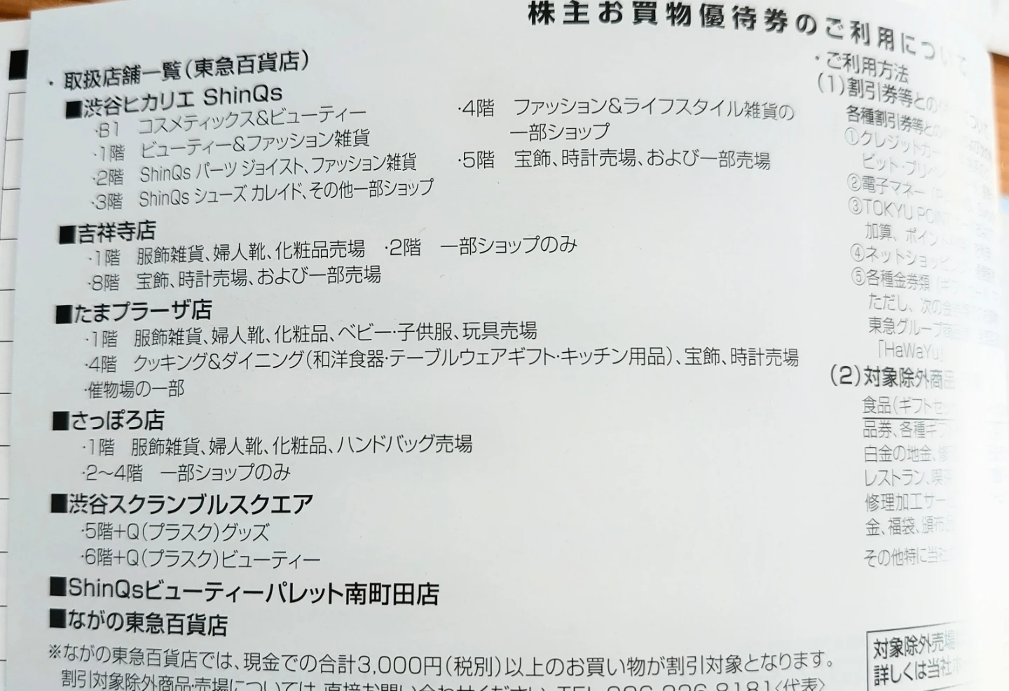 東急百貨店 株主お買物優待券　3枚の写真2枚目