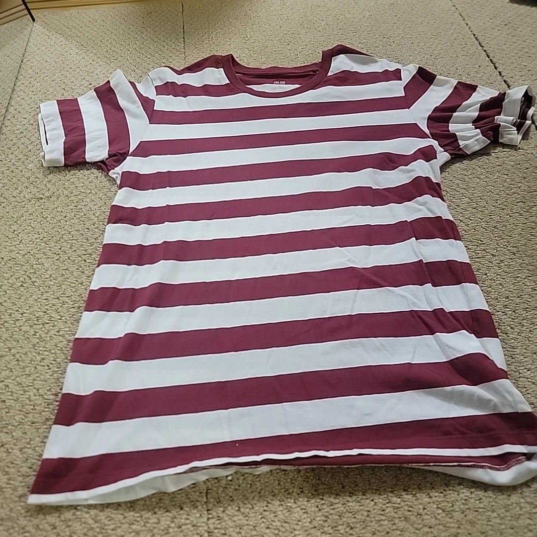 ユニクロ ボーダーTシャツ ボルドー