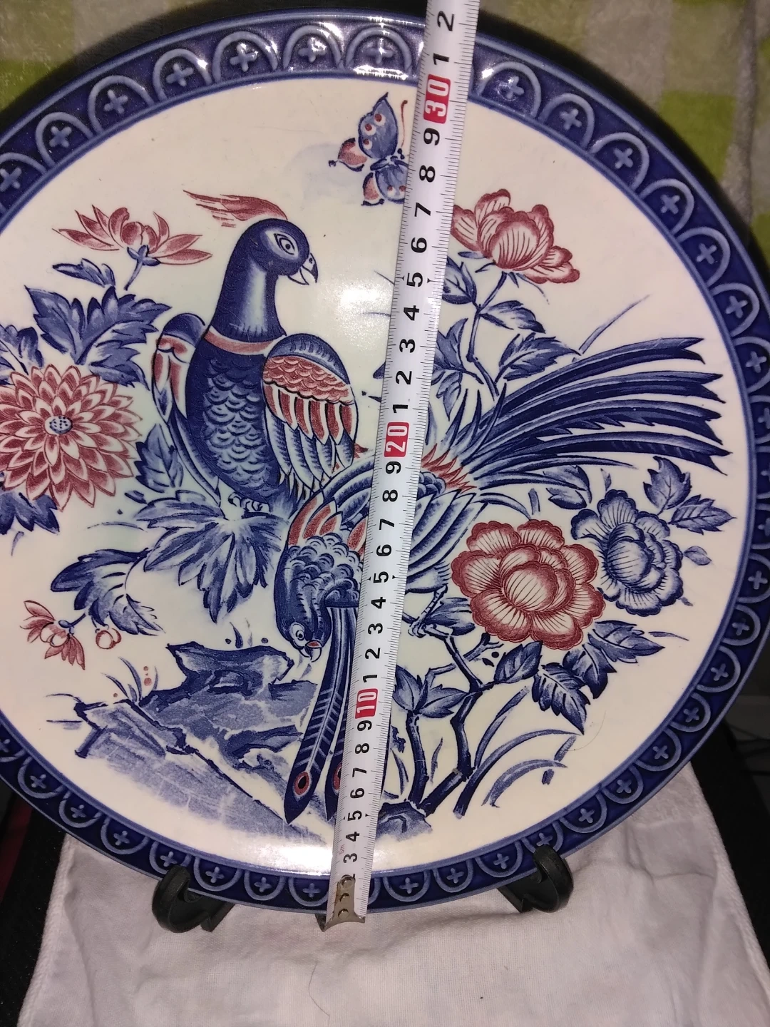 鳳凰模様 丸型皿 飾り皿