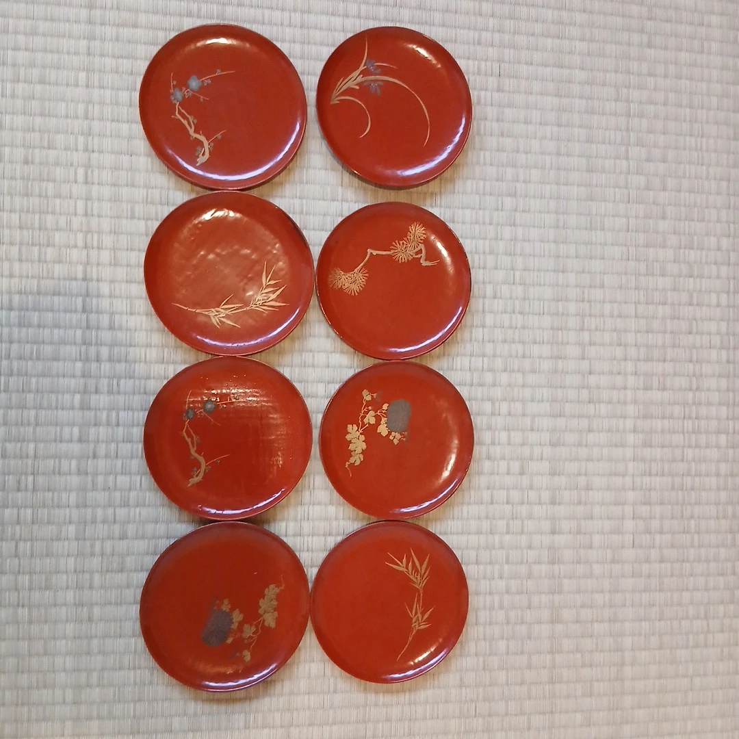 和食器 朱塗 蒔絵 銘々皿 8枚セットの写真3枚目