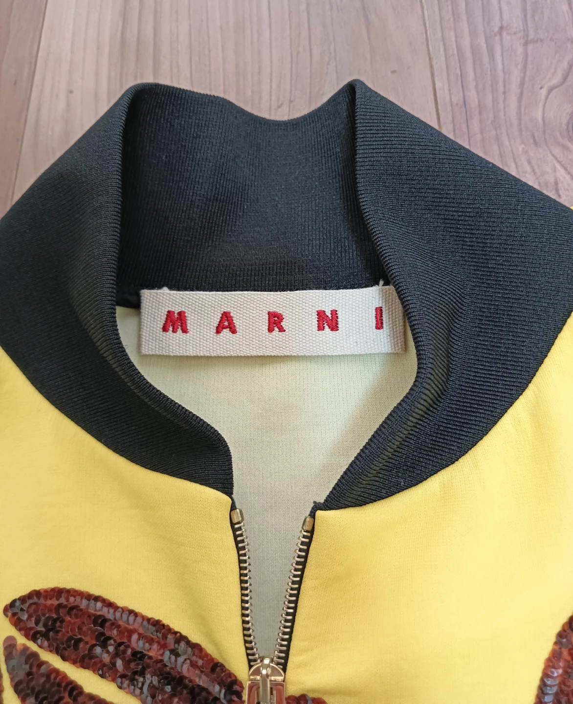 未使用品。MARNI マルニ スパンコールリーフモチーフ ジップアップ カーディガン ブルゾンの写真4枚目