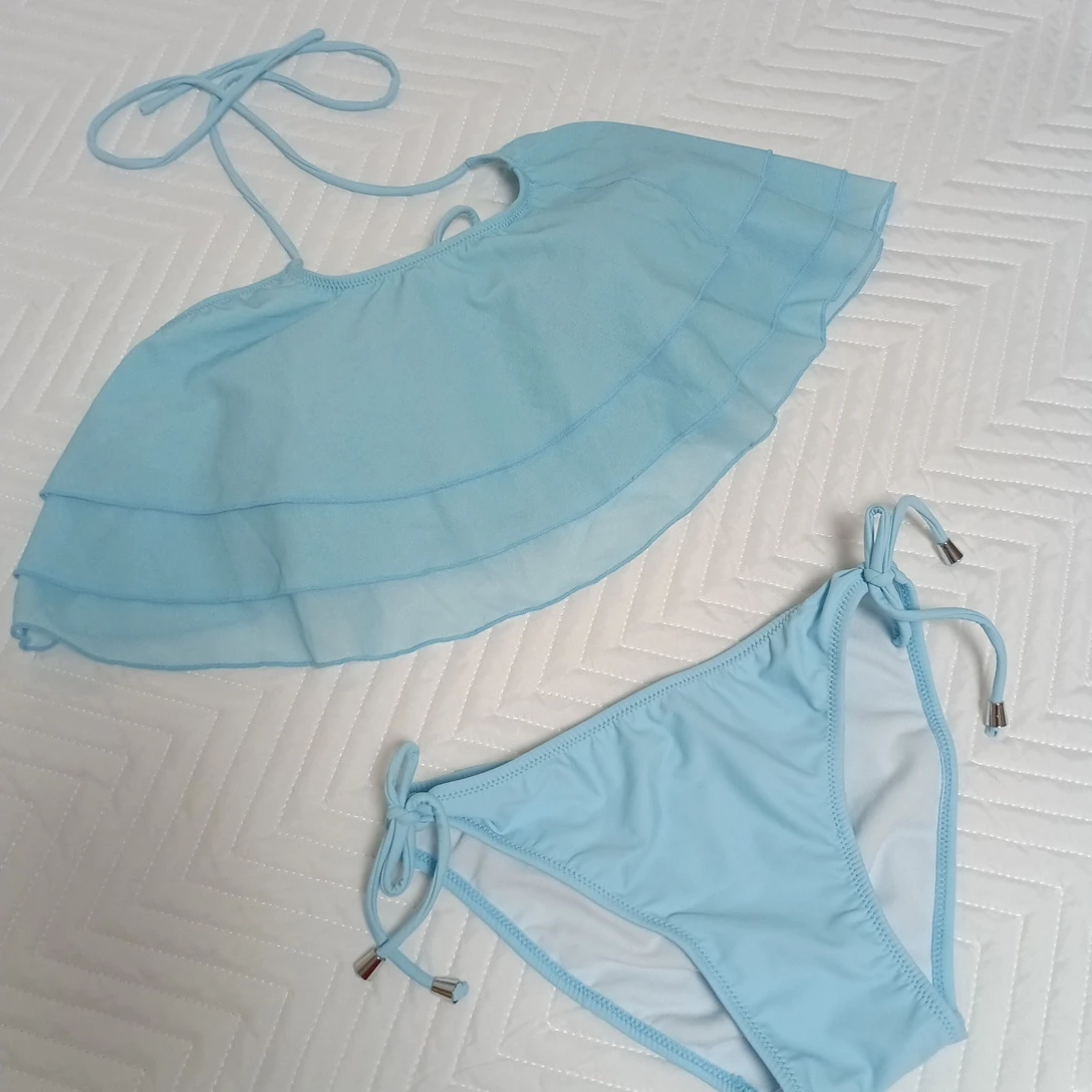 水色 フリルビキニセット Mサイズの写真2枚目