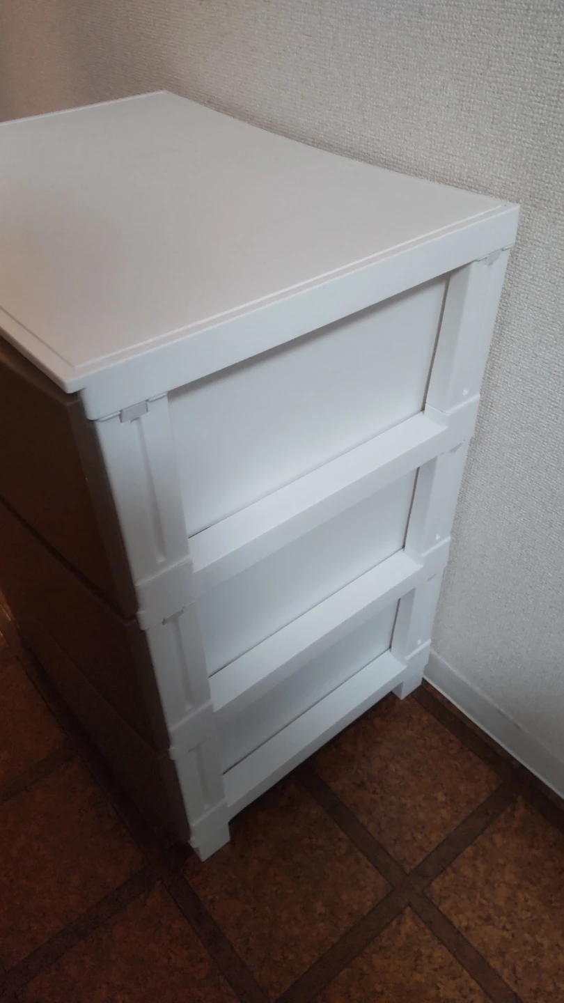 ３段収納家具　ブラウン&ホワイトの写真2枚目