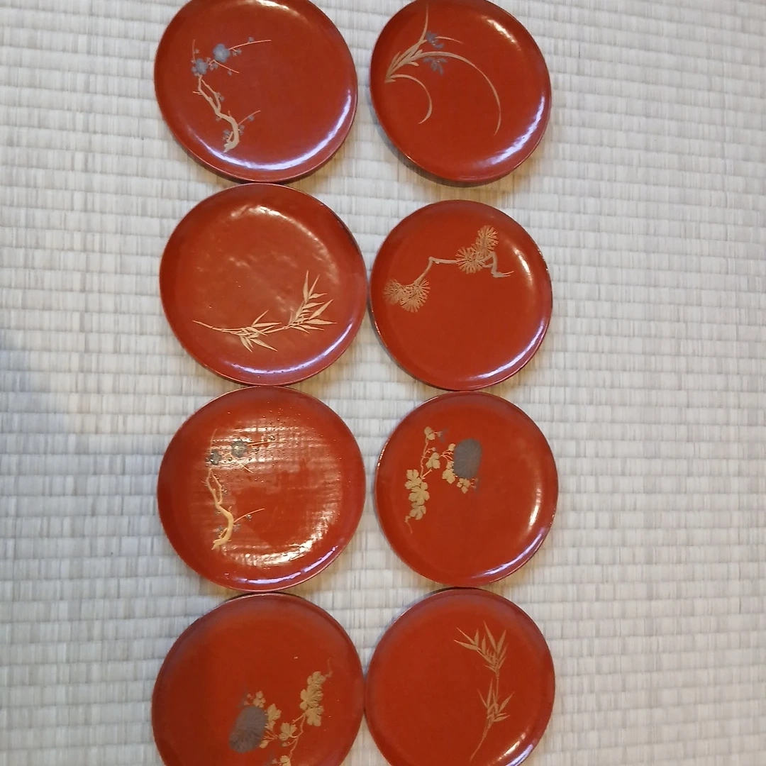 和食器 朱塗 蒔絵 銘々皿 8枚セットの写真2枚目