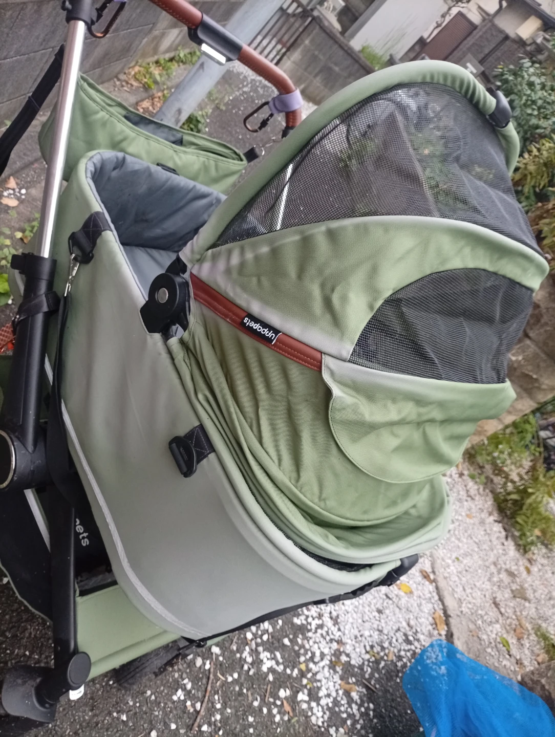 大型分離型ペット用バギー グリーンの写真5枚目