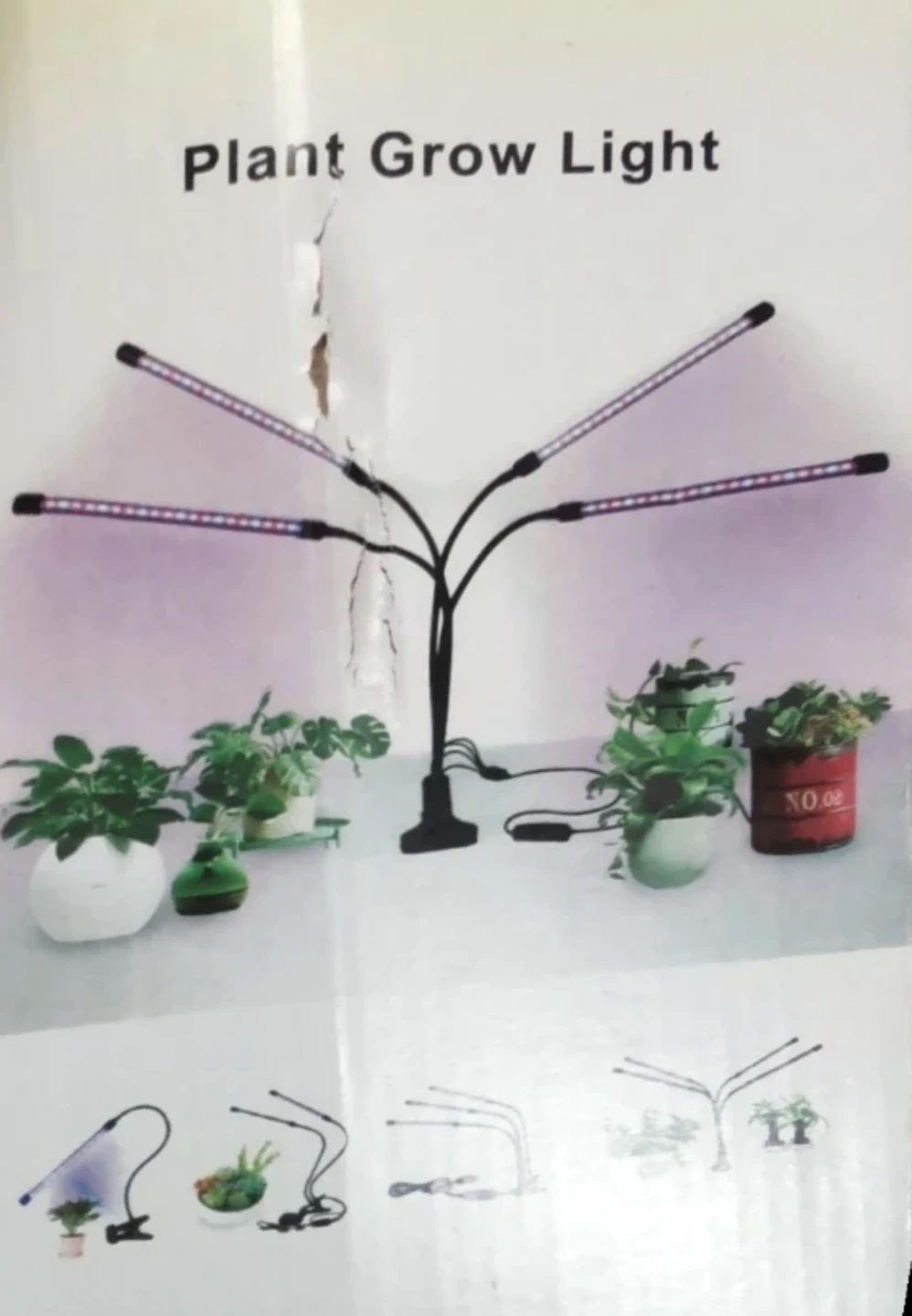 植物育成LEDライト 4ヘッド クリップ式
