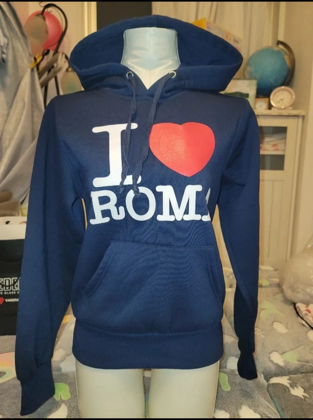 I LOVE ROMA パーカー ネイビー Sサイズの写真2枚目