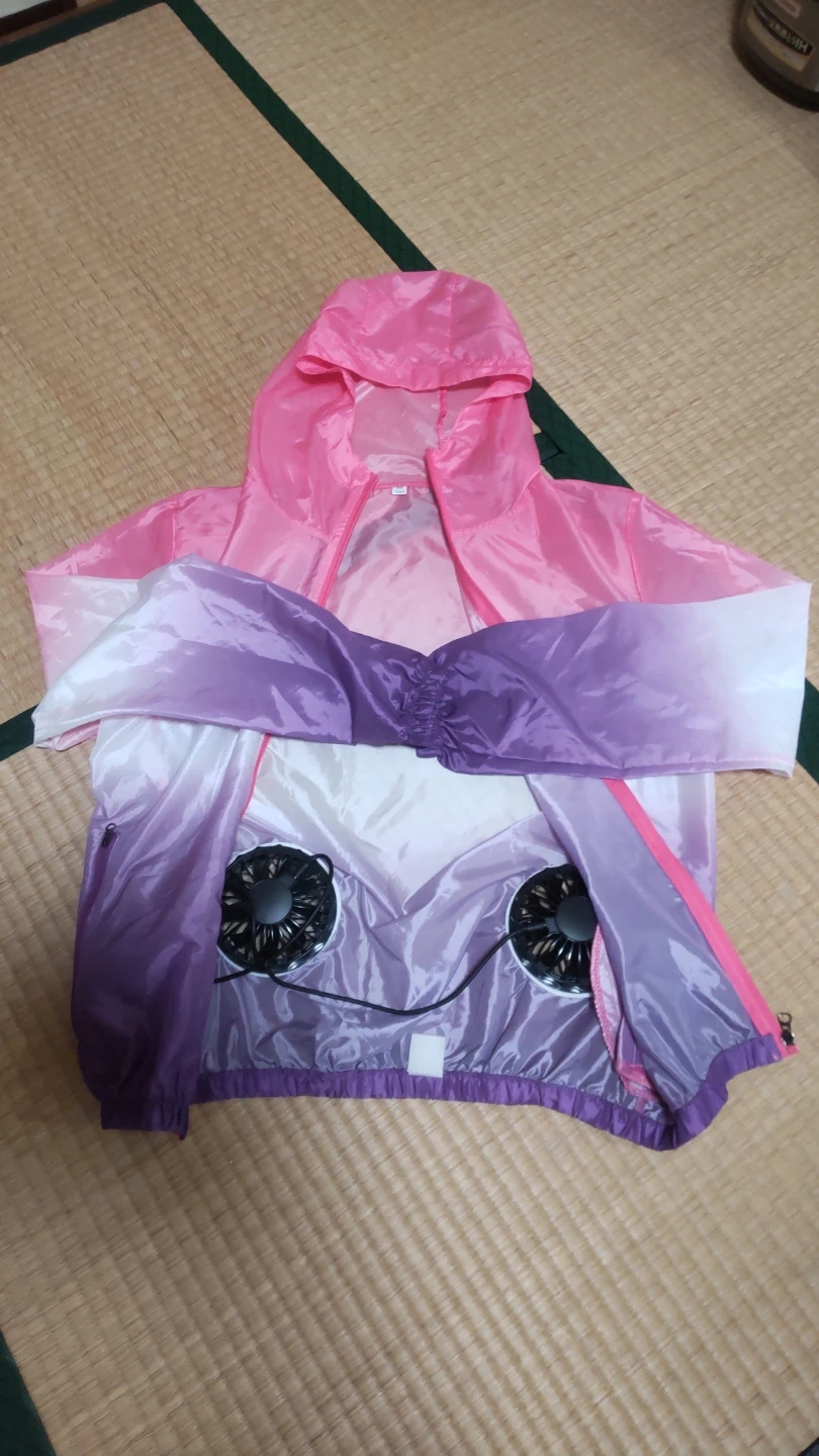 ファン付きジャケットウェア ピンク・パープル グラデーション M
